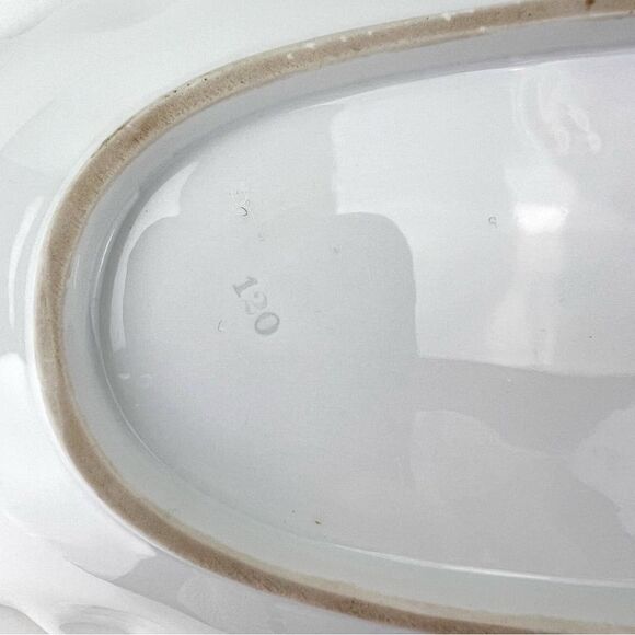 Antique Germany Gold Trim Porcelain Monogram Serving Bowl Dish - Picture 8 of 11